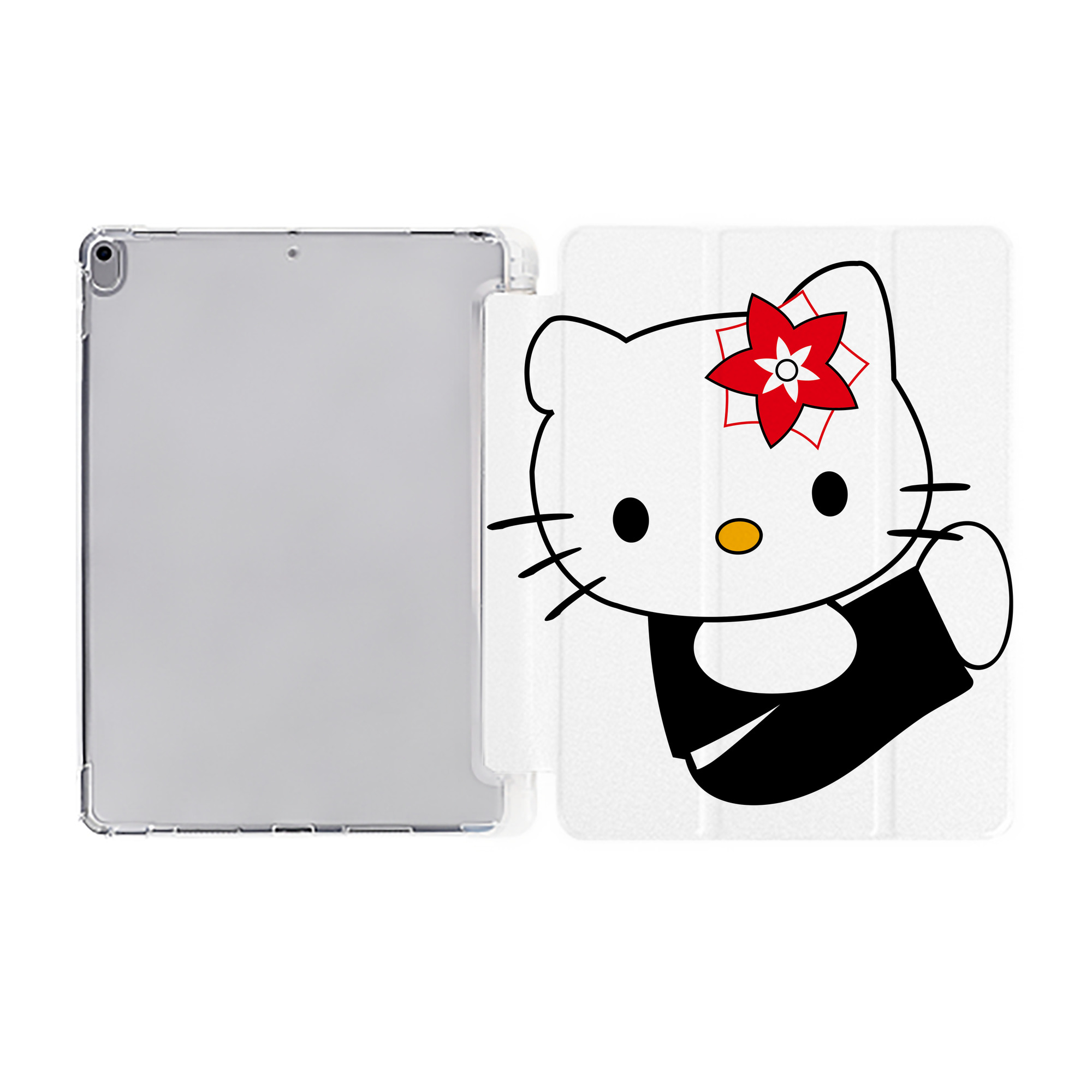 （画像用） Hello Kitty ハローキティ IPad ケース ペン収納付き 三つ折りスタンド PUレザー×シリコン 対応機種9.5/10.5/10.9インチ